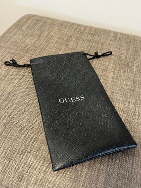 Guess Black Embossed Drawstring Sunglass Pouch